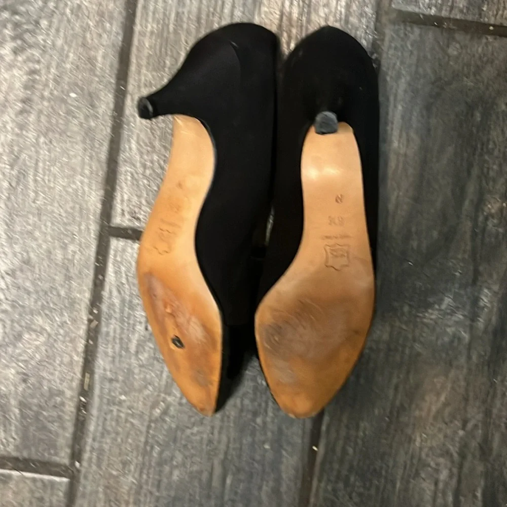 Vintage YSL Yves Saint Laurent Black Satin w Rhinestone Accent - Picture 4 of 4